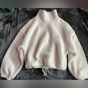Cream/White Old Navy Mock Neck Sherpa
